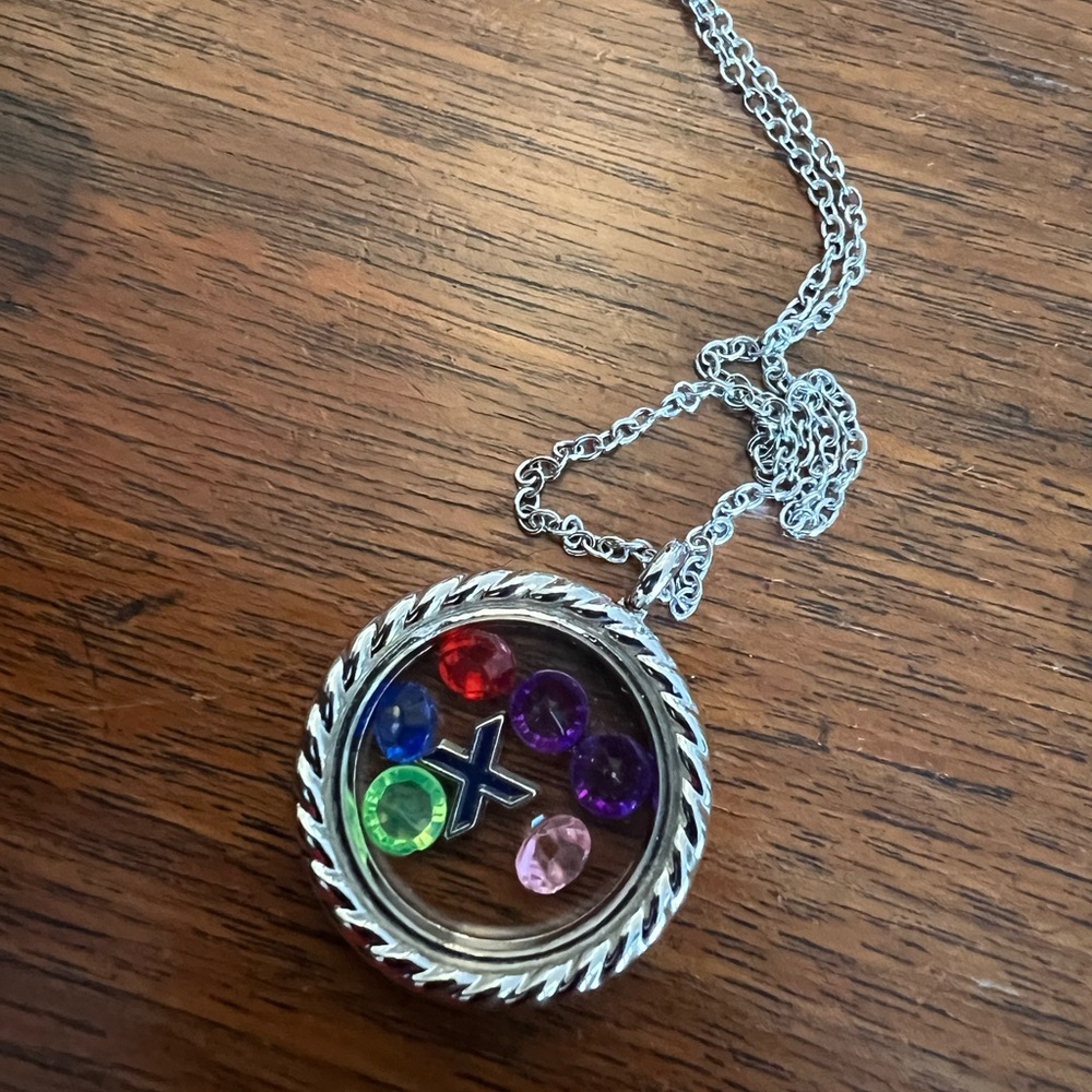 EFFY with Love Silver Pendant Locket Necklace with Colorful Charms! Great Gift!